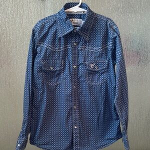 Cowboy Hardware Navy Patterned Button-Front Western Shirt